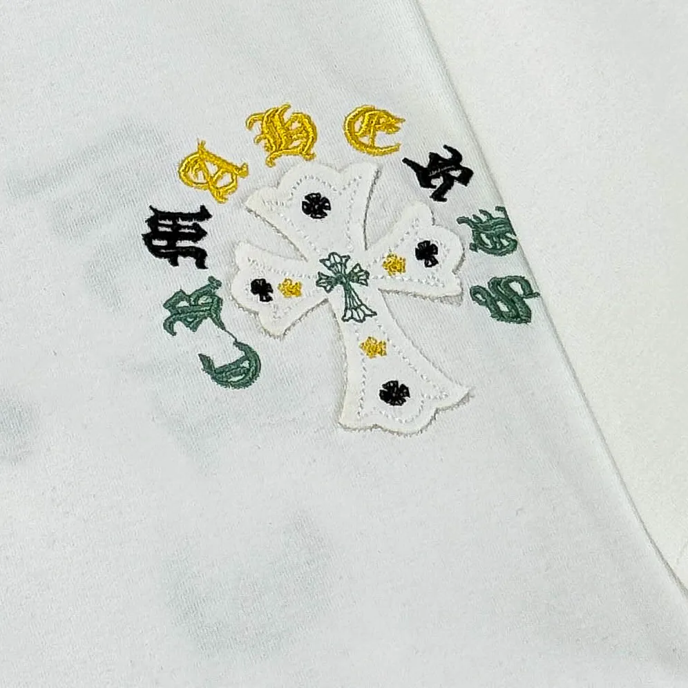 P180 Chrome Hearts 25 high version fabrics made of 300g high-density cotton, no deformation, no shrinkage, complete with three labels, same style for men and women, process: patch embroidery, color: white, black, gray SIZE: S-XL